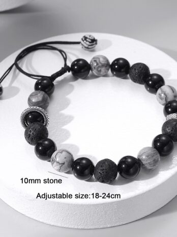 สร้อยข้อมือ ประดับลูกปัดหินภูเขาไฟ