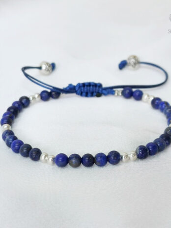 กำไลหินลาพิสลาซูลี Lapis lazuli 4 mm. เสริมสร้างสติปัญญา การเรียน/สอบ กำไลหินแท้นำโชค